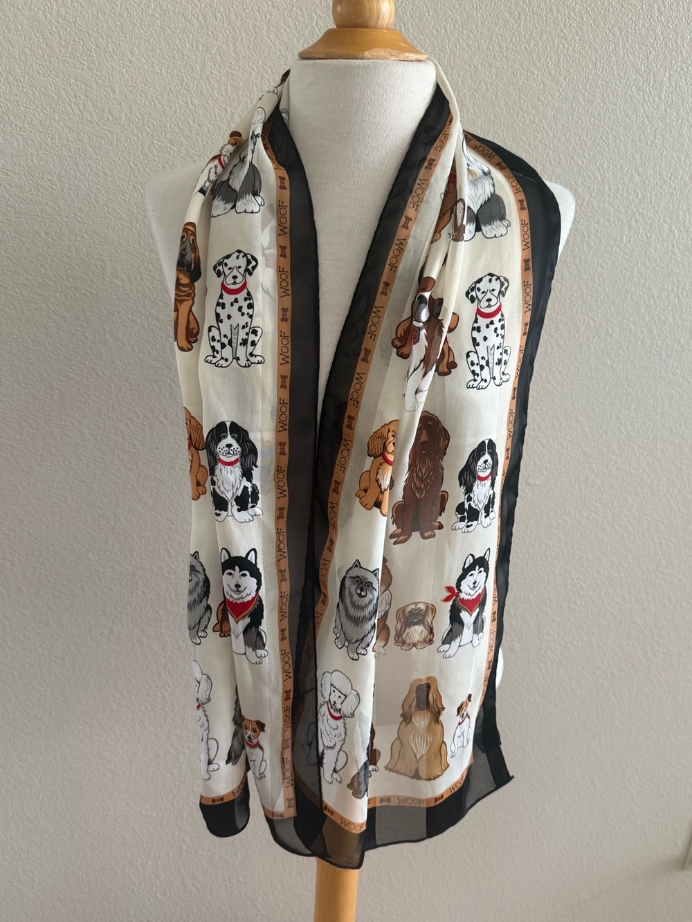 Dog Lover Rectangle Scarf Blue WOOF Border Poodle Shephard Terrier Husky Novelty